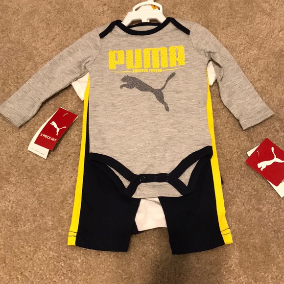 Puma Other - Size 0-3 NWT 3 Piece PUMA Set in Yell/Blk/Grey 😍 Puma Other - Size 0-3 NWT 3 Piece PUMA Set in Yell/Blk/Grey 😍